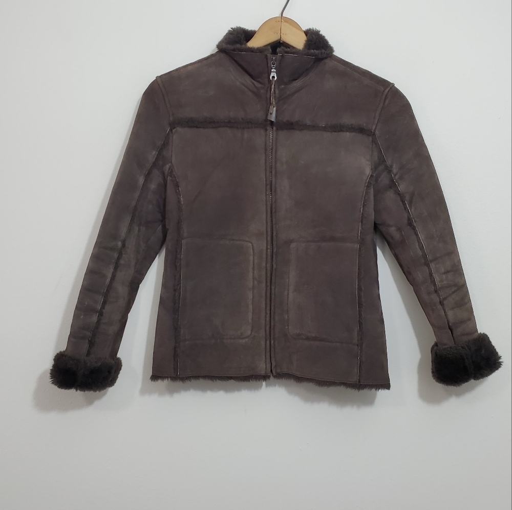 Aldo Brown Genuine Suede/Faux Fur Jacket